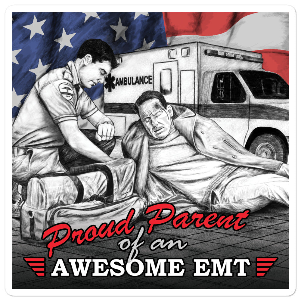 Proud Parent Of An Awesome EMT Bubble-Free Stickers FREE SHIPPING